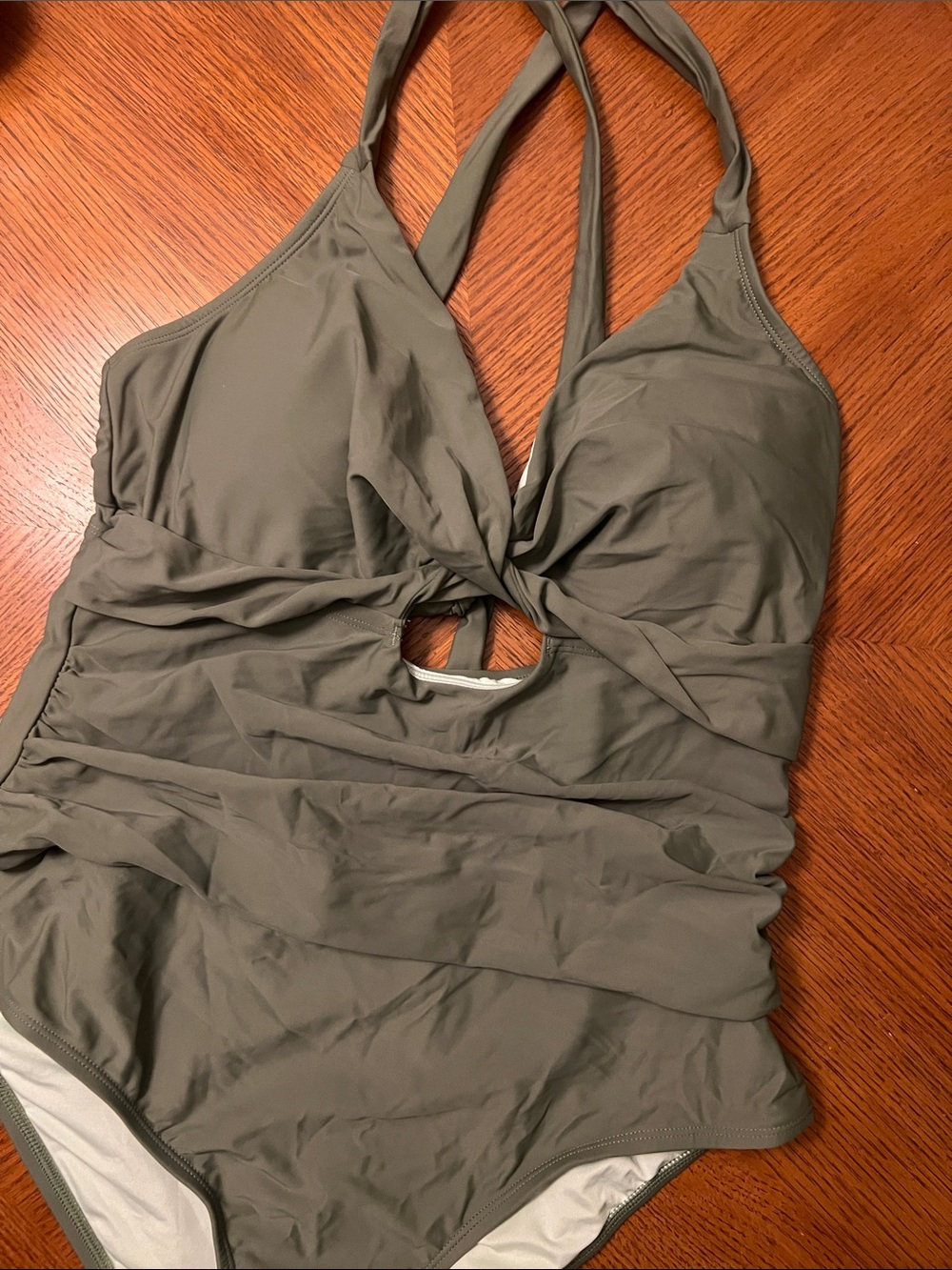 Twist-Front 1X Olive Women's One-Piece Swimsuit B33
